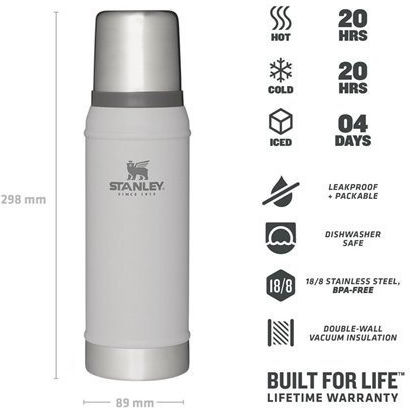 Stanley Classic Legendary Μπουκάλι Θερμός Ανοξείδωτο BPA Free 750ml Ash με Καπάκι-Κύπελλο