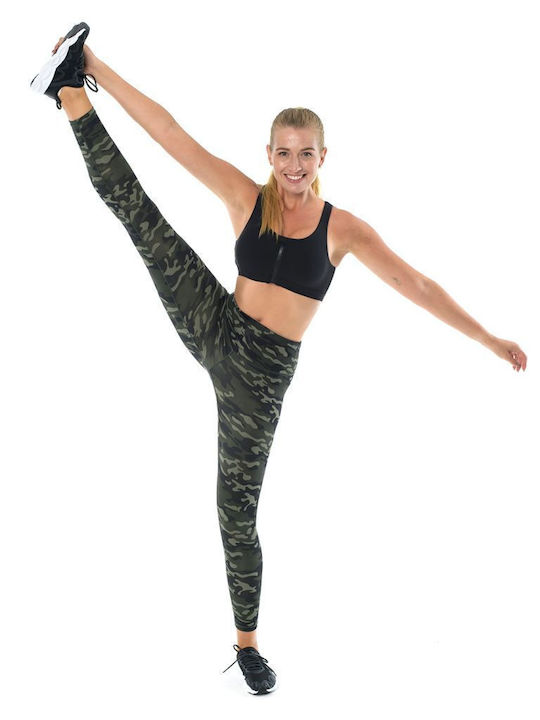 Training Γυναικείο Cropped Κολάν Ψηλόμεσο Χακί