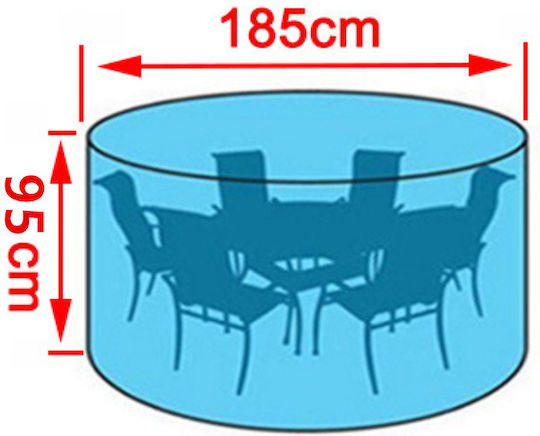Waterproof Protective Dining Table Cover 185x185x95cm In Black Color