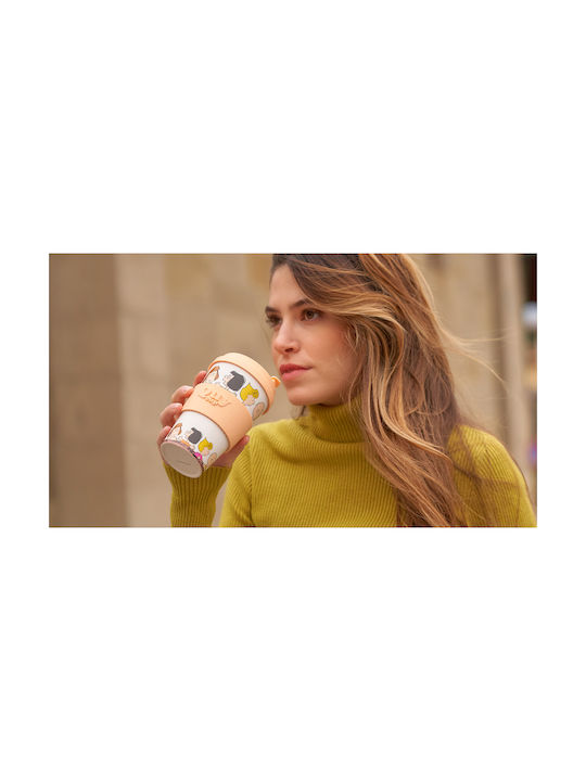 QuyCup Snoopy Cană Bambus cu Capac Multicoloră 400ml 1buc