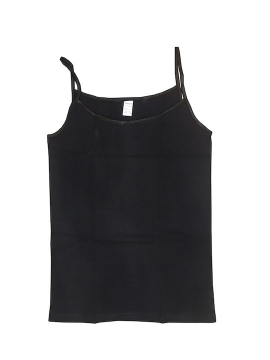 Women's Cotton T-Shirt with Spaghetti Strap Black