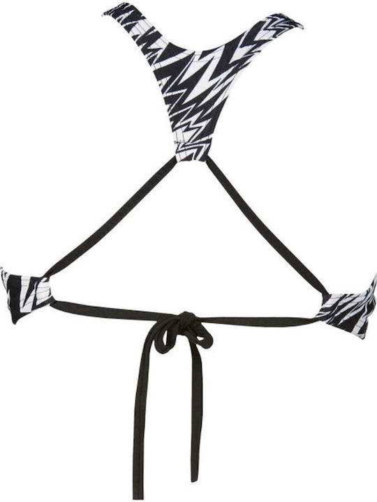 High Neck Bikinioberteil Tierdruck Schwarz