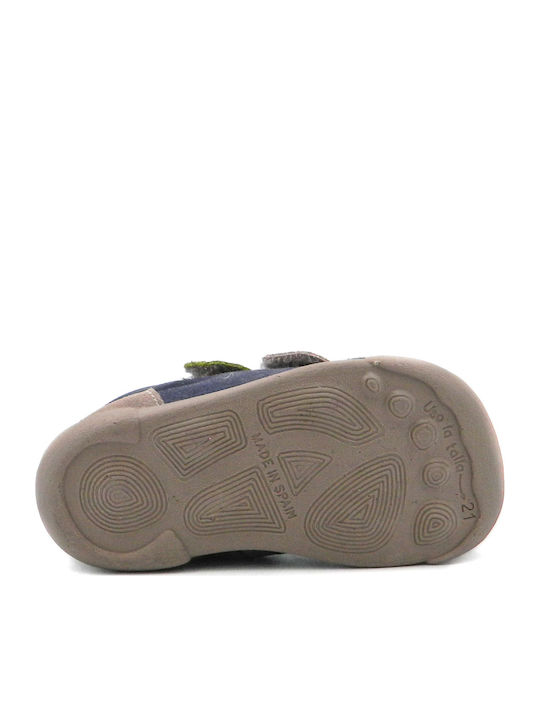 Suede Kids Boots with Velcro Blue