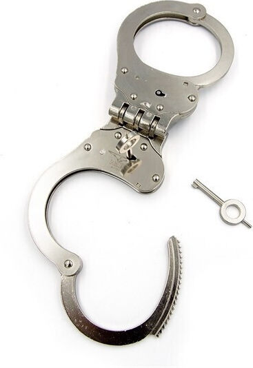 Mister B Hinged Steel Cuffs Χειροπέδες Silver