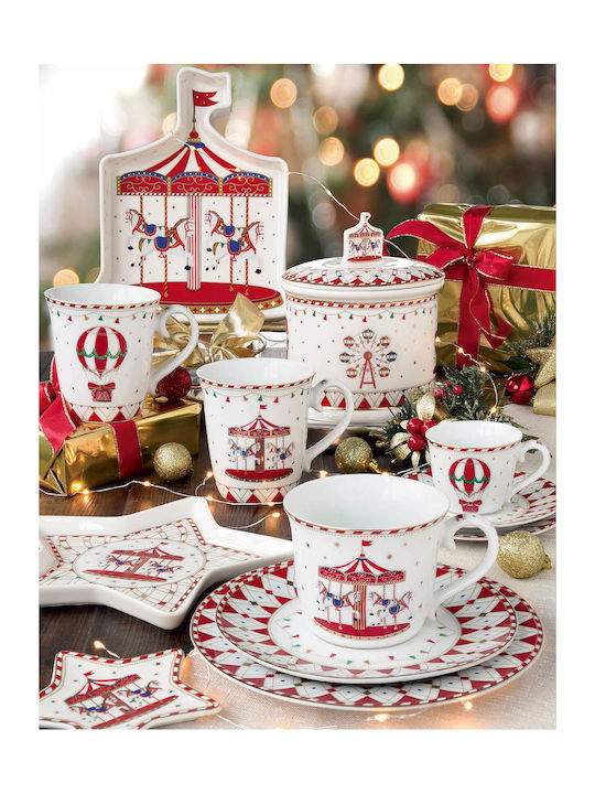 Marva Wοnderland Set Christmas Mugs Porcelain White 2pcs