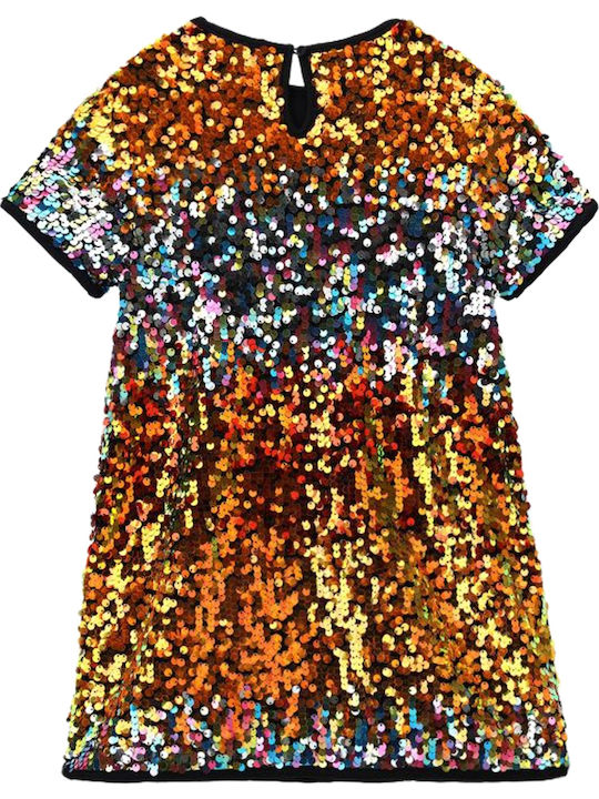 Children's Dress Short Sleeve with Sequins Multicolour