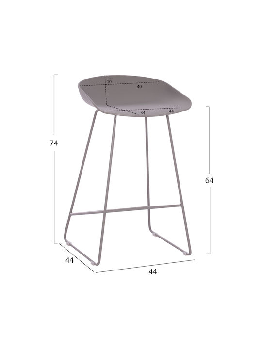 Stool Bar made of Polypropylene Grey 44x44x74cm