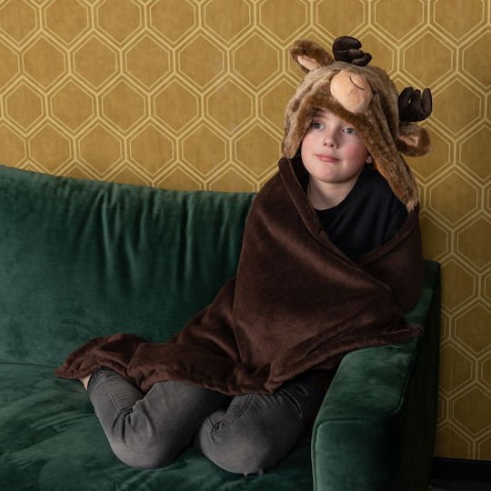 Noxxiez Blanket Velvet Reindeer Brown 100x130cm