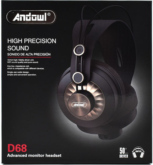 Andowl D68 Ενσύρματα Over Ear Ακουστικά Μαύρα