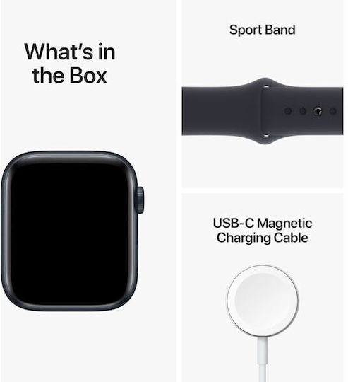 Apple Watch SE 2022 Aluminium 44mm Αδιάβροχο με Παλμογράφο (Midnight with Midnight Sport Band)