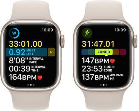 Apple Watch Series 8 Aluminium 45mm Waterproof with Heart Rate Monitor (Starlight with Starlight Sport Band)
