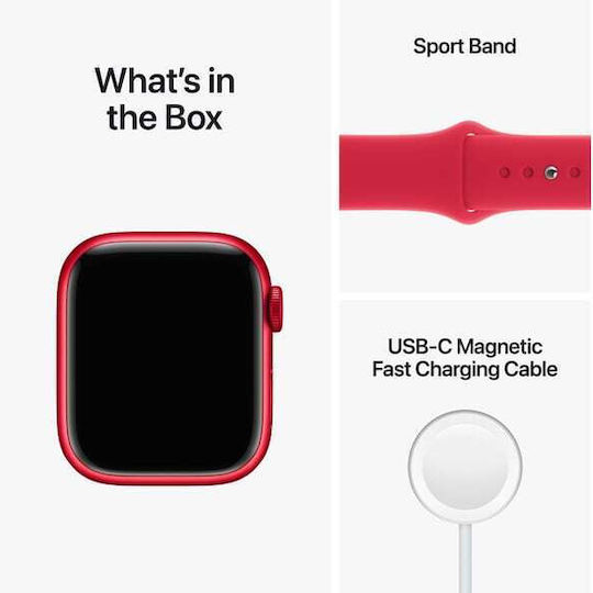 Apple Watch Series 8 Aluminium 41mm Waterproof with Heart Rate Monitor ((Product) Red)