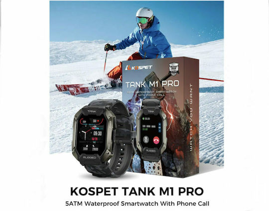 Kospet Tank M1 Pro 43mm Wasserdicht Smartwatch mit Pulsmesser (Schwarz)