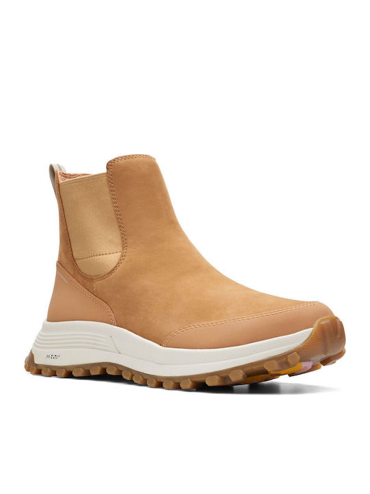 Trek Up Leather Women's Chelsea Boots with Medium Heel Tabac Brown