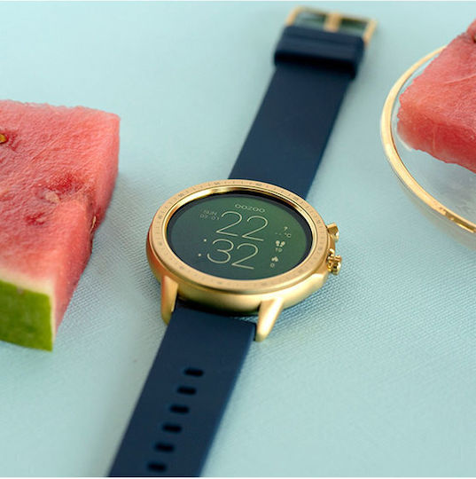 Oozoo Q00321 45mm Smartwatch mit Pulsmesser (Gold / Blue)