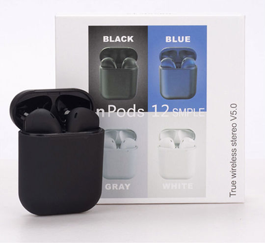 inPods 12 Earbud Bluetooth Handsfree Earphones with Sweat Resistance and Charging Case Black