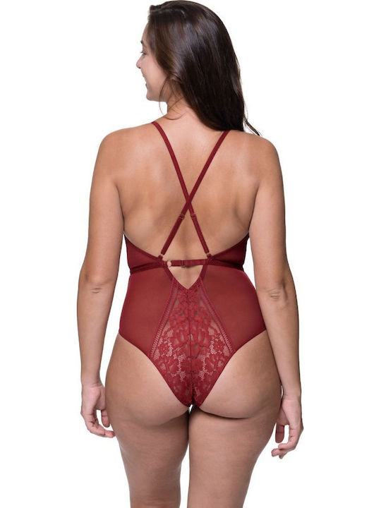 Dorina Unity Sexy Κορμάκι με Δαντέλα Bodysuit Red