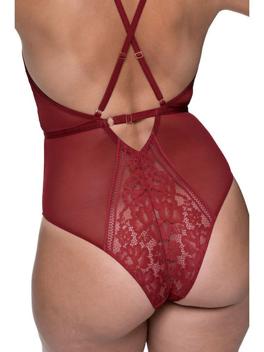 Dorina Unity Sexy Κορμάκι με Δαντέλα Bodysuit Red