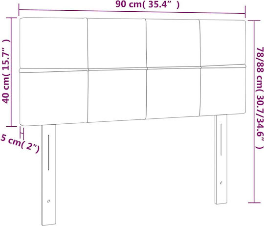 vidaXL Табла За Легло Текстил Taupe 90x88см