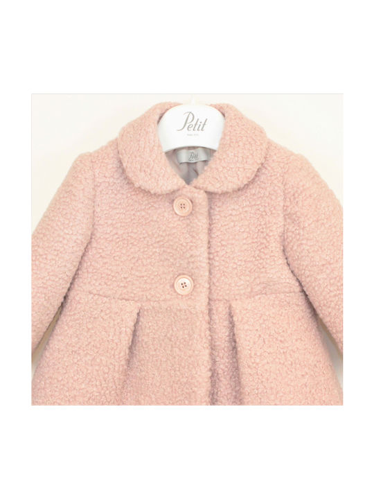 Coat pink salmon bottle with beret girl petit