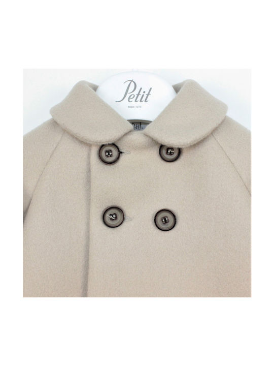 Beige cashmere coat with very high fashion pocket petit