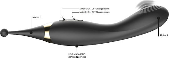 Ibiza G-Spot Interchangeable Clitoral Stimulator and Pulsation G-Spot Vibrator Black