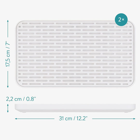 Navaris Suprafață De Uscare Din Plastic Alb 31x17.5x2.2cm