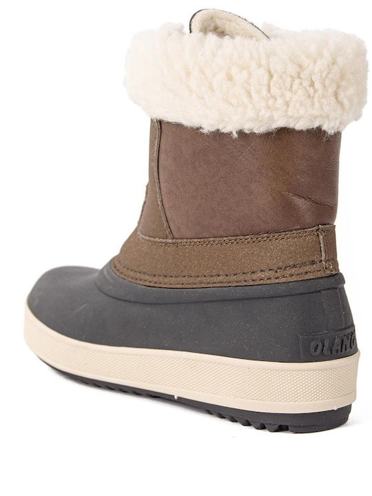 Kids Snow Boots with Velcro Brown