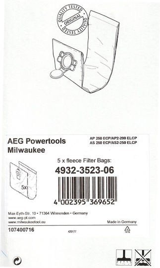 AEG Vacuum Cleaner Bags 5pcs Compatible with Vacuum Cleaner AEG