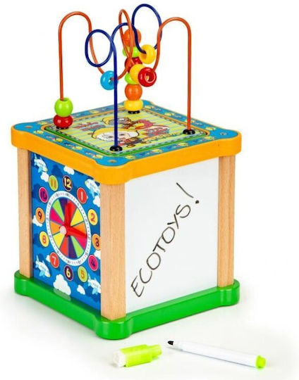 Ecotoys Shape Sorting Toy Educational Wooden Children's Cube and Board made of Wood for 36++ Months
