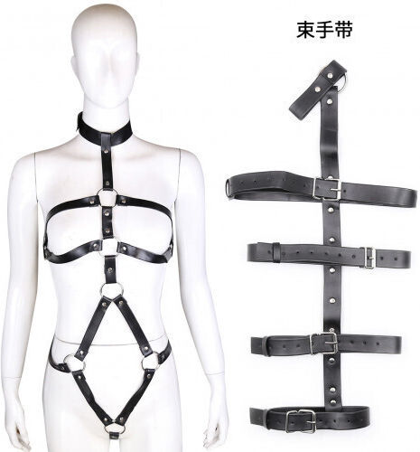Naughty Toys Fetisch Body Bodysuit mit Handbindungen Schwarz
