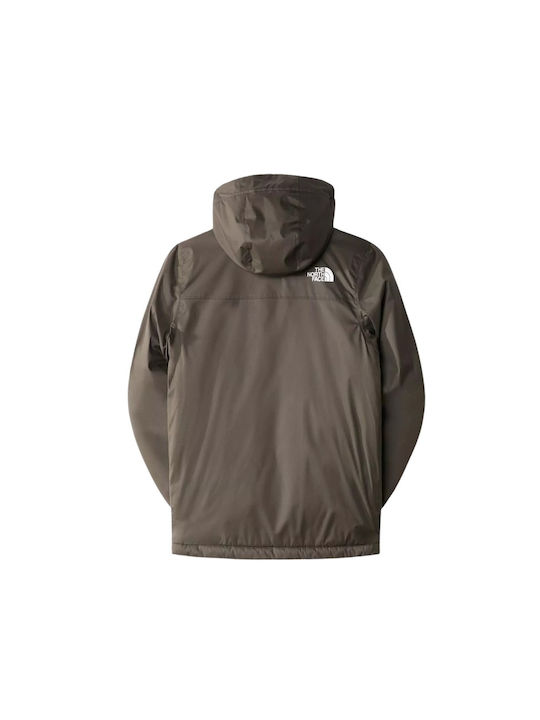 The North Face Waterproof Kids Sports Jacket short Windproof with Lining & Protection Hood Khaki