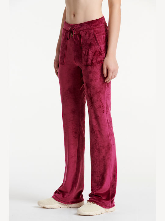 SugarFree Pantaloni de trening pentru femei Wide Fuchsia Catifea