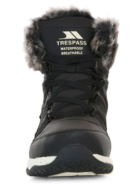 Leather Women's Ankle Boots Platform & Fur Black