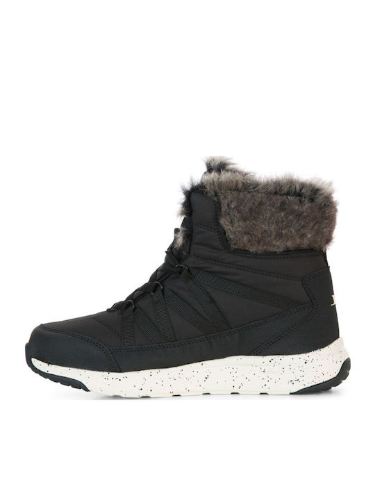 Leather Women's Ankle Boots Platform & Fur Black