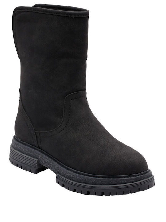 Autumn Suede Γυναικεία Μποτάκια Αστραγάλου με Γούνα Μαύρα