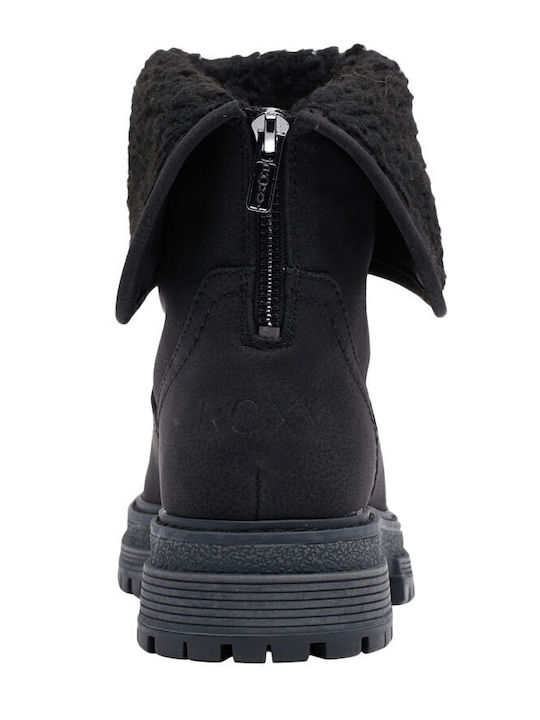Autumn Suede Γυναικεία Μποτάκια Αστραγάλου με Γούνα Μαύρα