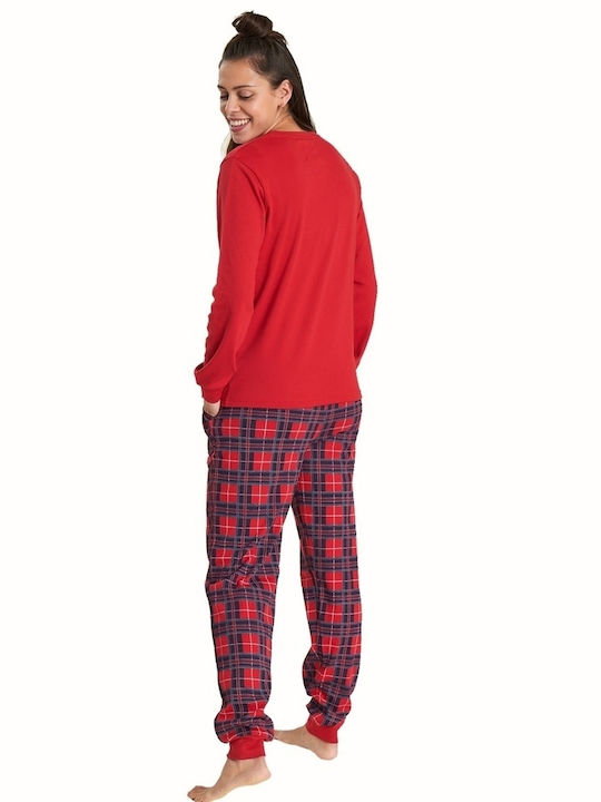 Muydemi De iarnă Set Pijamale pentru Femei Roșu Cascanueces