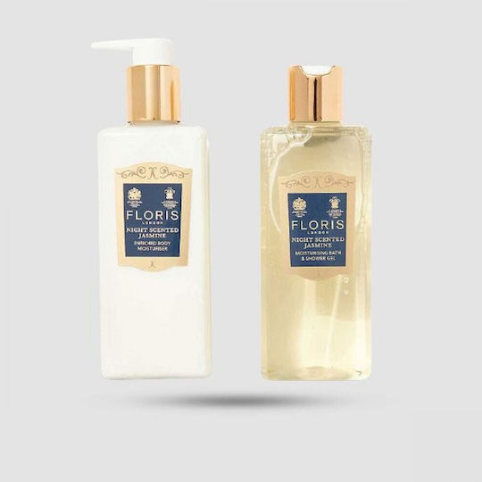 Floris London Night Scented Jasmine Skin Care Set for Moisturizing & Body Cleaning
