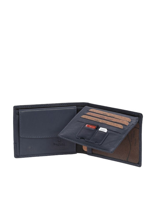 Leather Men's Wallet Classic with RFID Blue