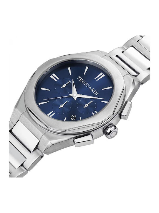 Trussardi Ανδρικό Ρολόι 41mm Μπαταρίας με Ασημί Μεταλλικό Μπρασελέ