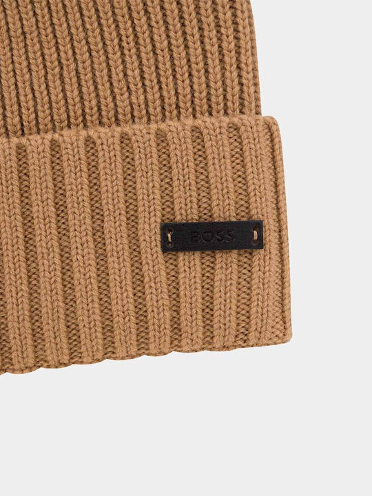 Beanie Căciulă Pentru Bărbați cu Tricotat Coastă în Culoare Bej