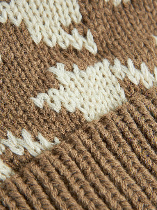 Verde Knitted Beanie Cap Beige