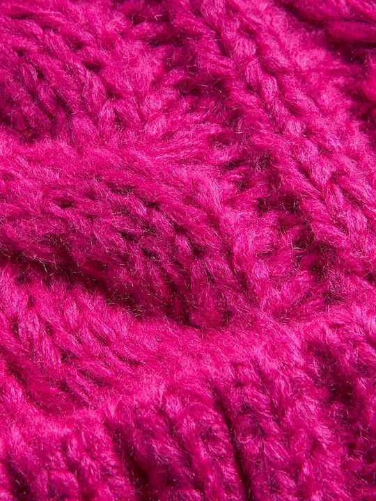 Verde 12-0310 Beanie Cap with Braid Fuchsia