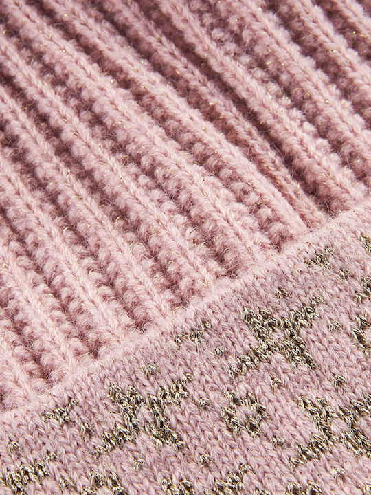 Verde Pom Pom Beanie Frauen Beanie mit Rippstrick in Rosa Farbe