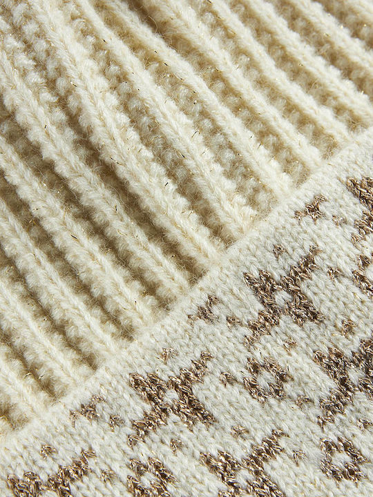 Verde Ribbed Beanie Cap Beige