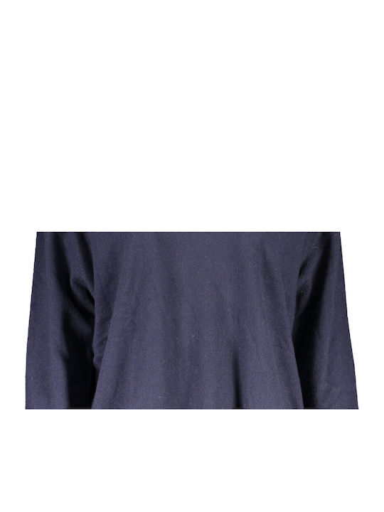 Women's Long Sleeve Sweater Woolen with V Neckline Blue