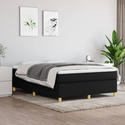 Bed Base Double made of Wood Black 140x200x35cm