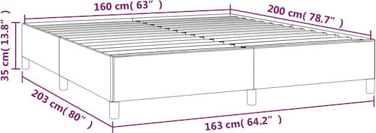 Double Bed Mattress Topper Upholstered with Fabric Black for Mattress 160x200cm