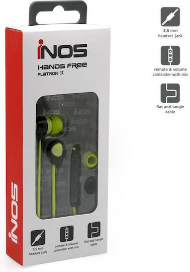 iNOS Flatron 2 In-ear Handsfree με Βύσμα 3.5mm Πράσινο